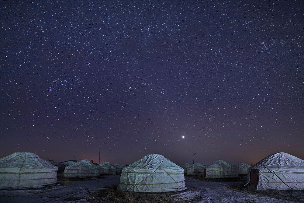 モンゴル　冬の星空